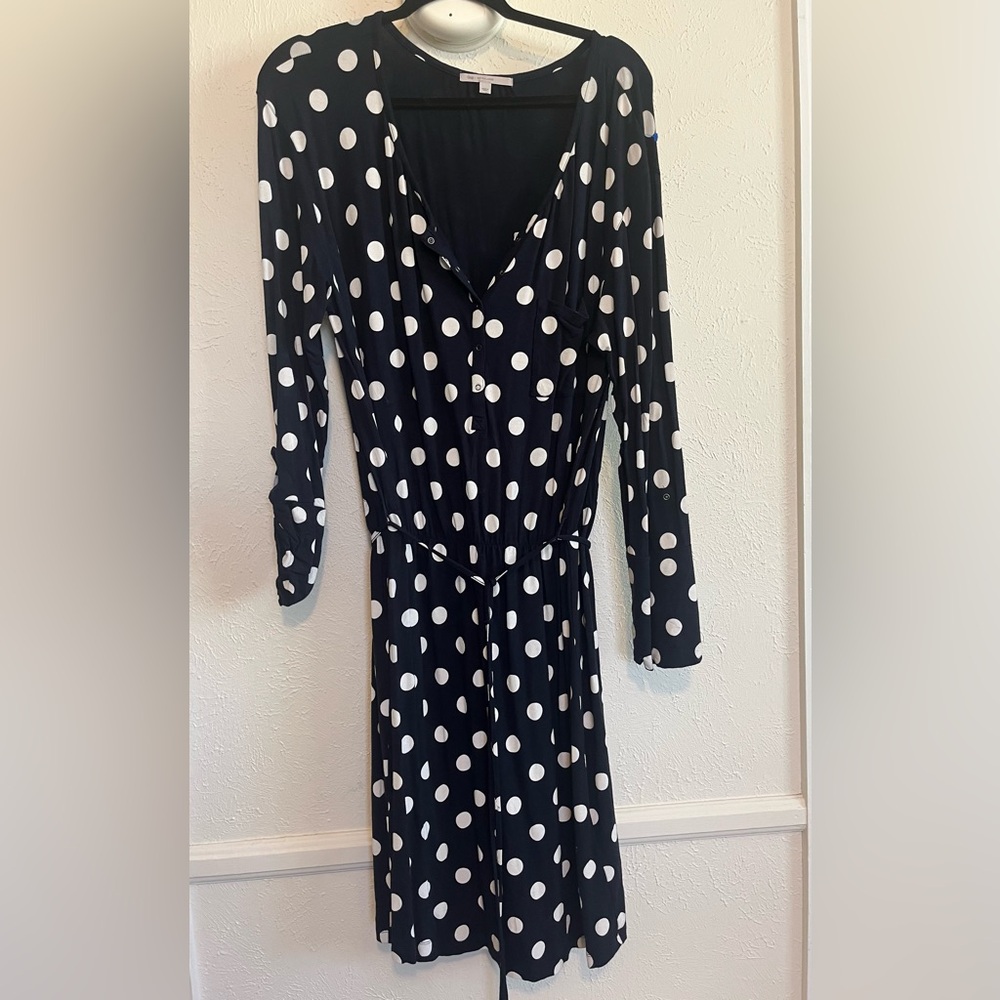 NWT Gap navy blue polka dot dress XL